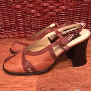 Vintage Leather peep-toe sling back heels